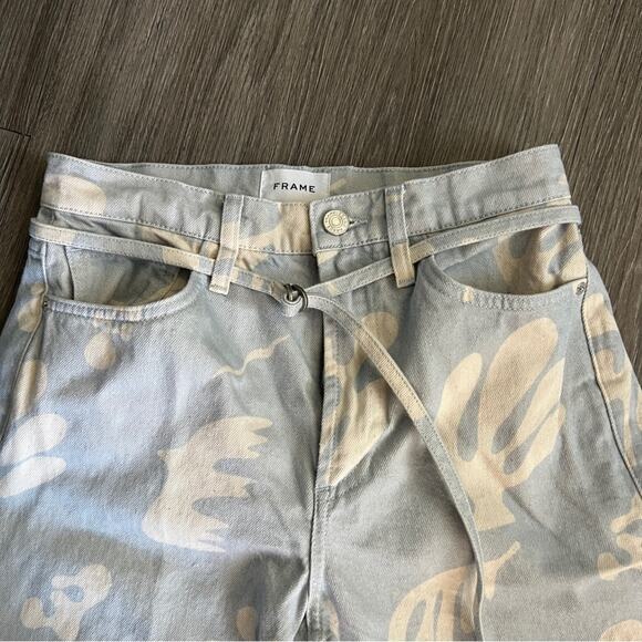 FRAME High Waist Baggy Jeans In Tropical Chambray Abstract Size 27 - Picture 8 of 9